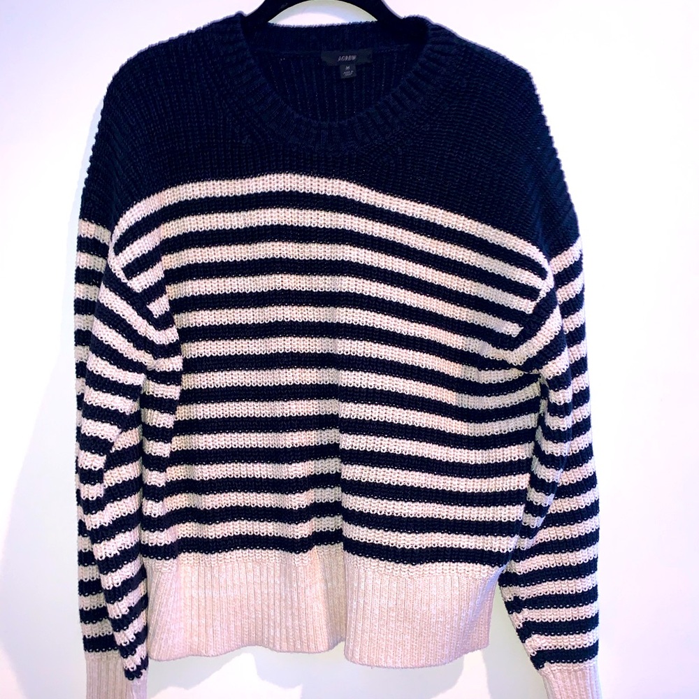 Super cute navy and white J.crew sweater